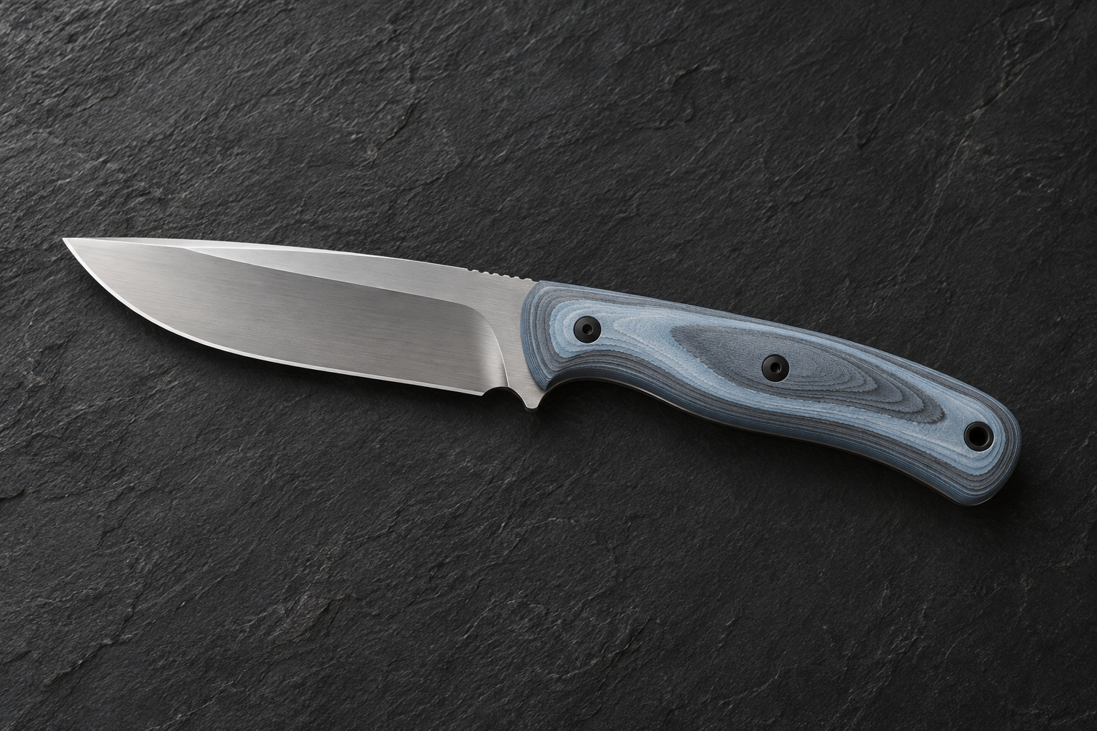 The Lake Effect: Slim outdoor fixed blade with Ice blue layered G10
