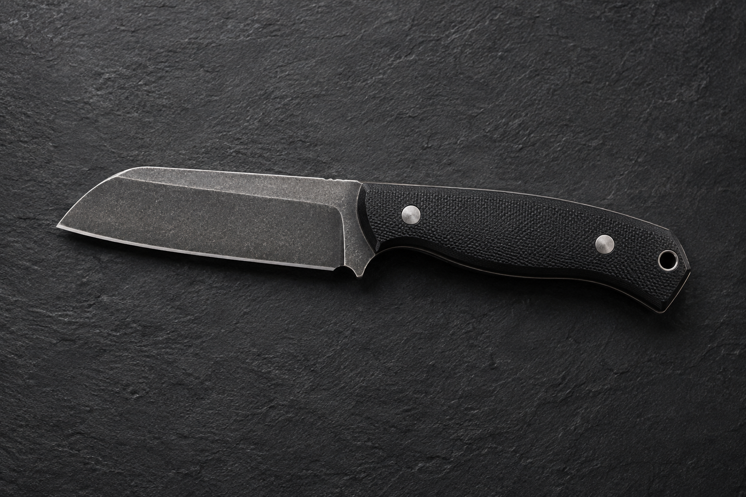 The Nightfall: Sheepsfoot EDC fixed blade with Textured black G10